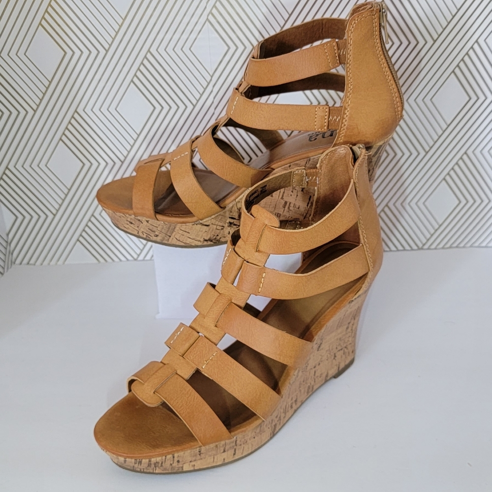 a.n.a. tan Wedge Heel Sandals